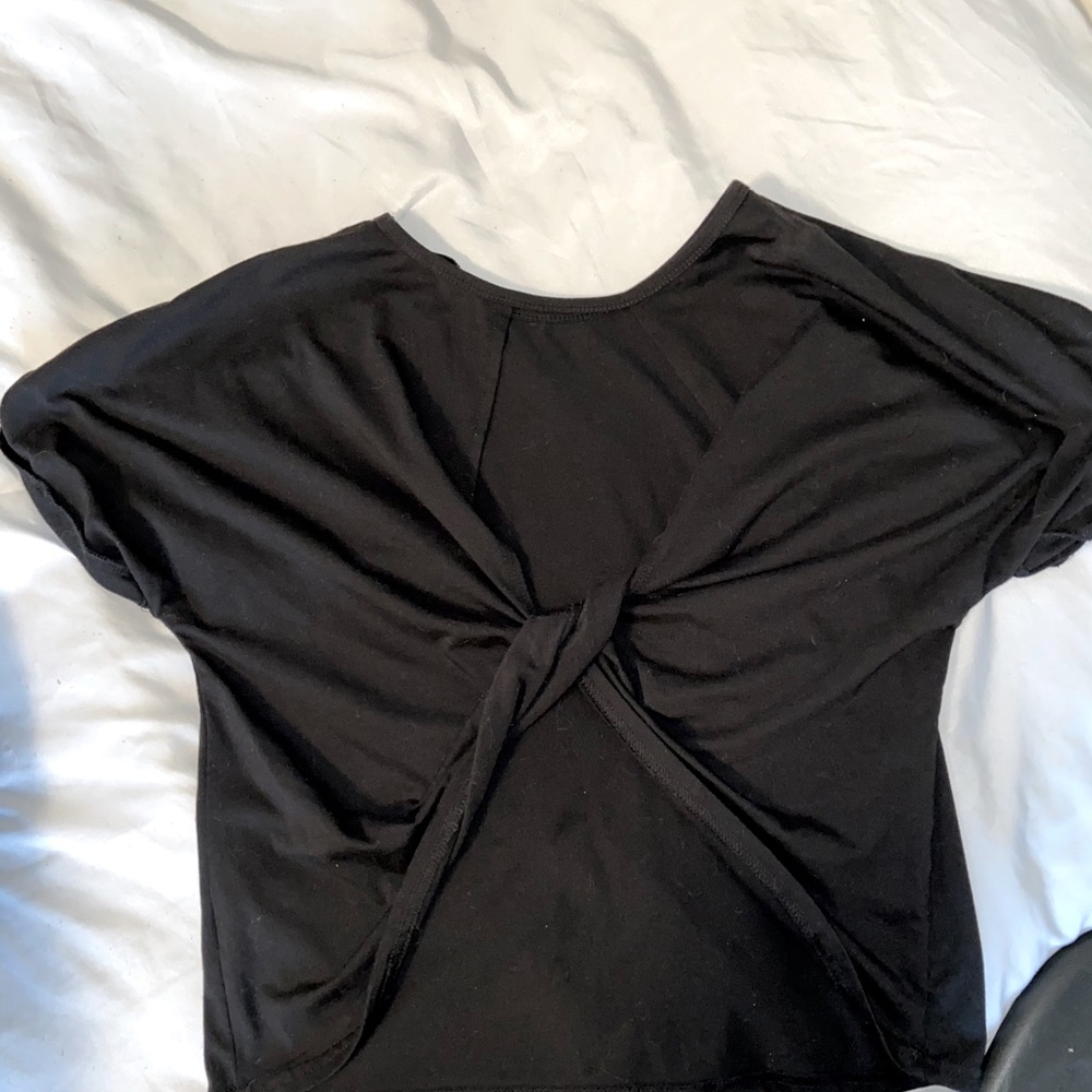 Cross back plain black shirt